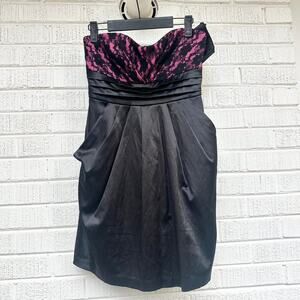 Ruby Rox Vintage Y2K Hot Pink & Black Lace Strapless Mini Dress